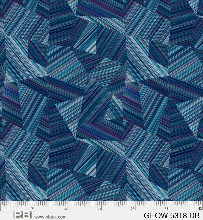 108in Geode Geometric Dark Blue, Cotton Wideback, P&B Textiles