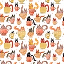 Teacup Cats Orange, Garden Cats, Terry Runyan, Benartex Fabrics