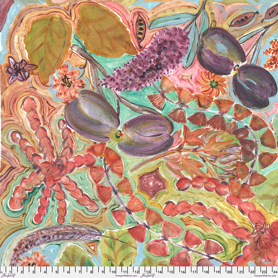 Courtyard Jewels-Plumeria, Exotic Garden Palace, Denise Burkitt, FreeSpirit Fabrics