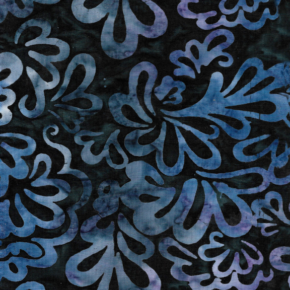Batik Floral Chubby Leaf, Blue Storm, SeaSide, Island Batik