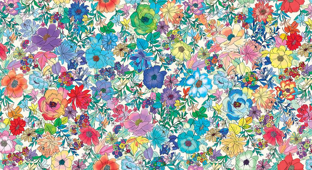 Florals Watercolor, Gradients Euphoria Rainbow, Moda Fabrics