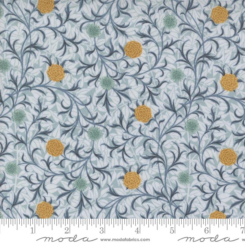 Scroll Floral, Morris Manor Sky, 8393 13, Barbara Brackman, Moda Fabrics