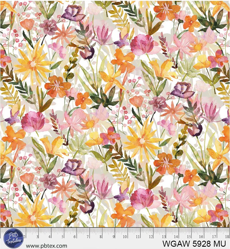 108in Watercolor Floral, Whispering Gardens, P&B Textiles