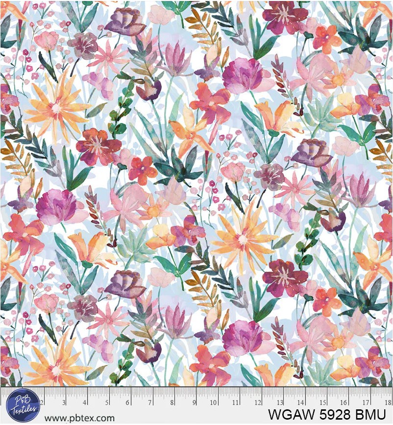 108in Watercolor Floral, Whispering Gardens, P&B Textiles