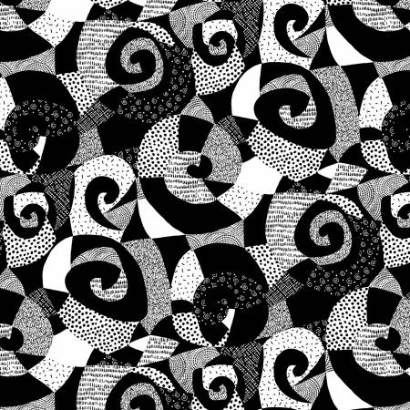 118" Wideback, Black/White Large Swirls, StudioE Fabrics