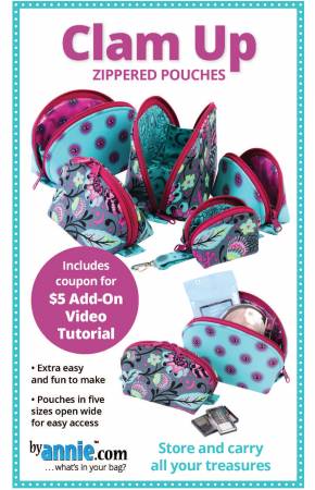 Clam Up Zippered Pouches, By Annie