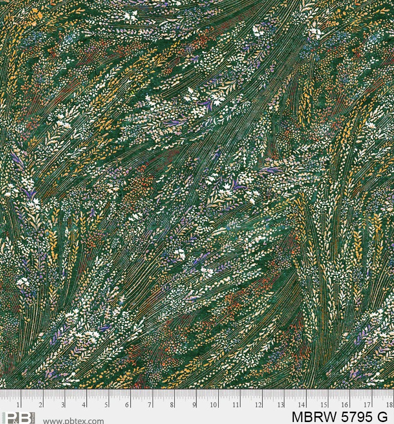 108in Floral Cotton Wideback, Meadow Breeze Green, P&B Textiles