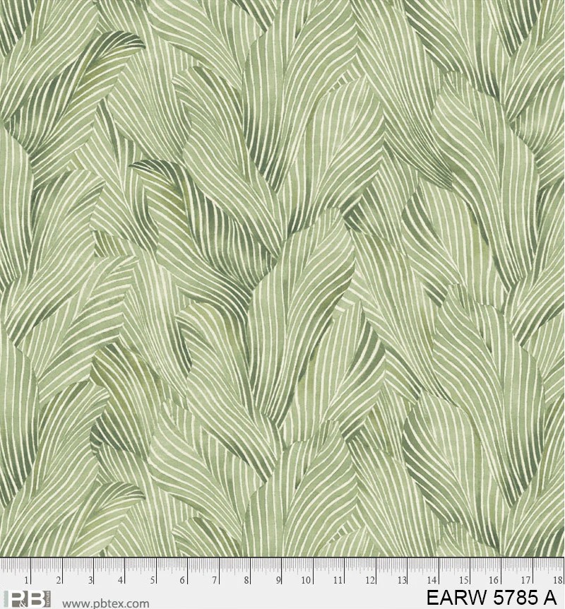 108in Earth Tone, Tonal Leaves, Blue Cotton Wideback, P&B Textiles