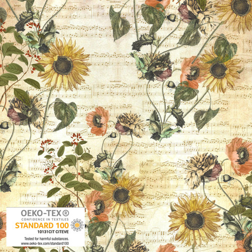 Sheet Music and Flowers, Classically Yours, Stof Fabrics, Blank Quilting