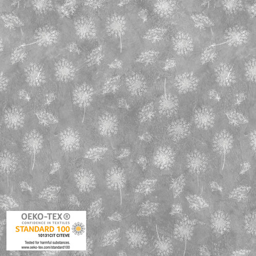 Dandelion Flowers Light Gray, Stof Fabrics, Fine Lines in Red, Blank Quilting