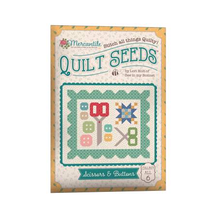 Lori Holt Mercantile Quilt Seeds Pattern Scissors & Buttons, Riley Blake Desings