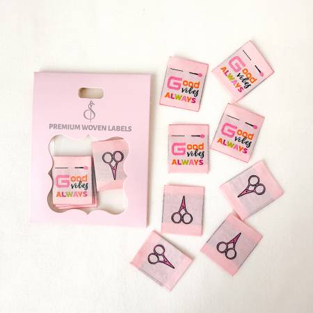 Good Vibes Woven Labels by Minki Kim, Sewing Illustration