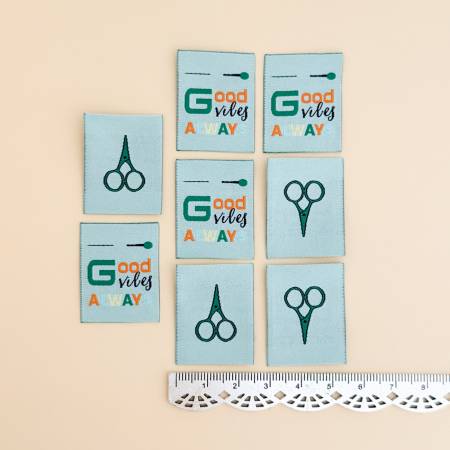 Good Vibes 2 Woven Labels by Minki Kim, Sewing Illustration