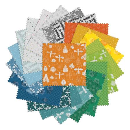 Lucky Bugs 5in Squares (42pcs), Sugaridoo Quilt Studio, Benartex Fabrics