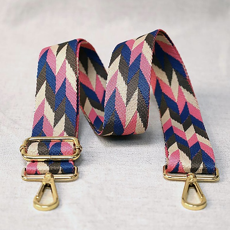 Adjustable Shoulder Strap, with Hardware, Multicolor Chevron