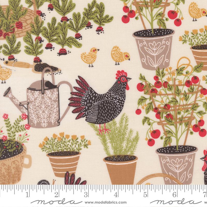 Chicken Garden Landscape, The Henhouse, Gingiber, Moda Fabrics