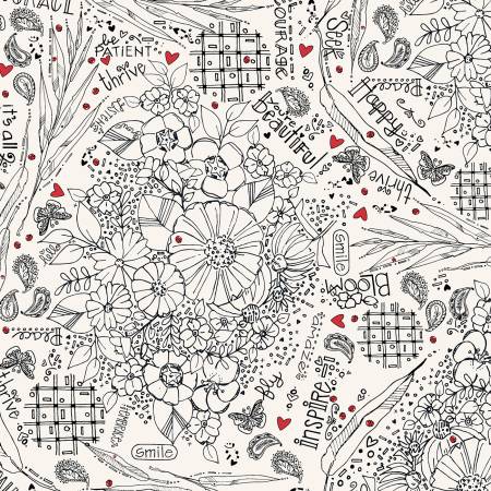 108in Blooming Doodles Wideback, Sway by Kori Turner Goodhart, Windham Fabrics