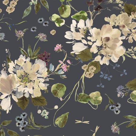 108" Indigo Peony Garden Wideback, Bloomfield by Kelly Ventrua, Windham Fabrics