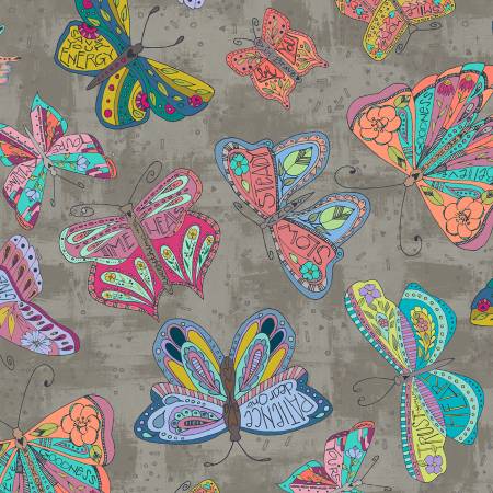 Butterfly, Taupe Flutter, Sway by Kori Turner Goodhart, Windham Fabrics