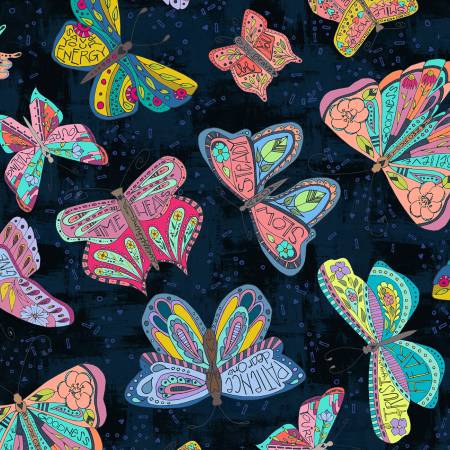108in Butterfly Wideback, Ink Flutter, Sway by Kori Turner Goodhart, Windham Fabrics
