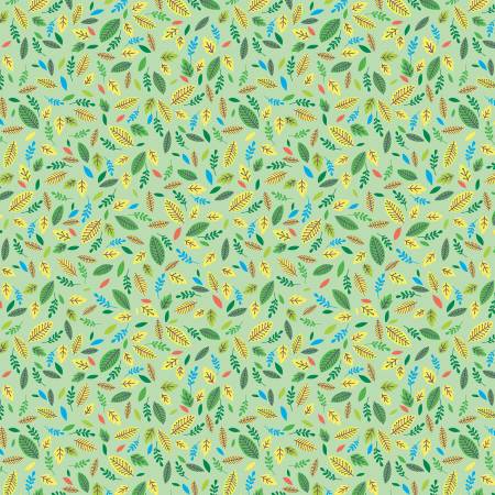 Scattered Leaves Green, Cheeto's World, Kimberly Einmo, Benartex