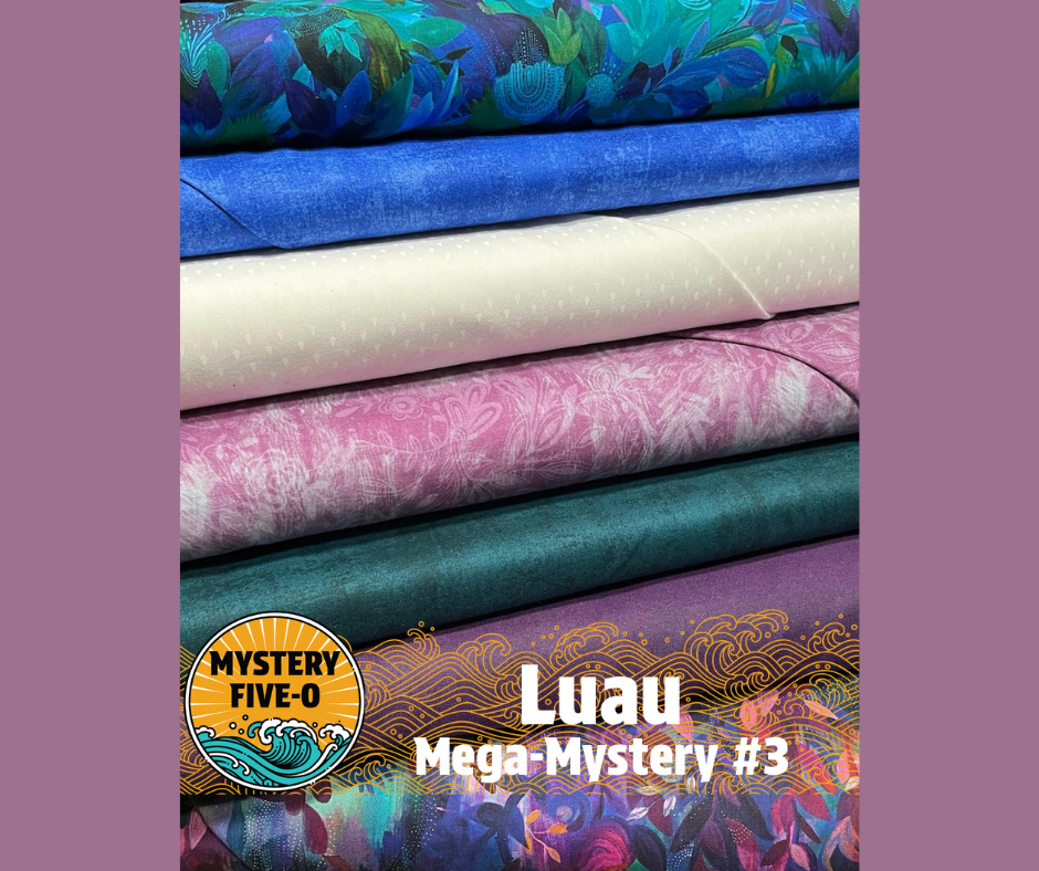 Luau Mega Quilt Kit, Floral Purples & Blues, Mystery Five-0