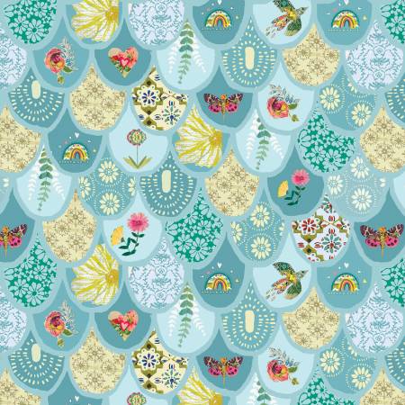 Bargello Teal, Follow Your Joy, Kelly Rae Roberts, Benartex Fabrics