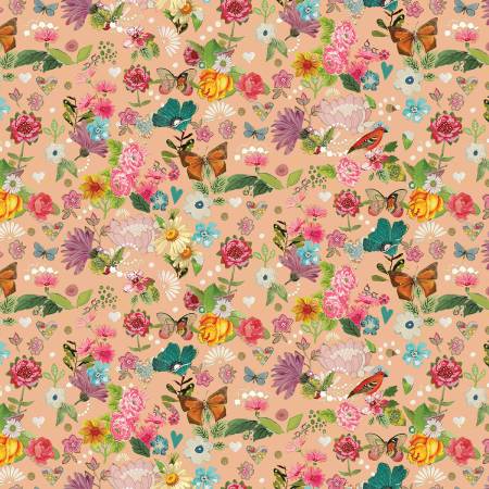 Sunshine Floral Peach, Follow Your Joy, Kelly Rae Roberts, Benartex