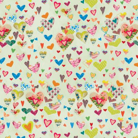 Hearts Light Sage, Follow Your Joy, Kelly Rae Roberts, Benartex