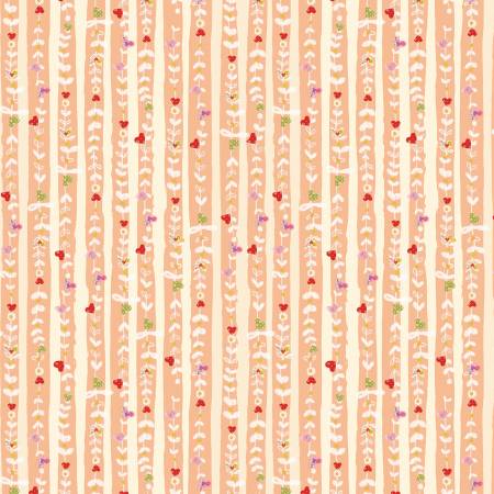 Hearts Stripe Peach, Follow Your Joy, Kelly Rae Roberts, Benartex Fabrics