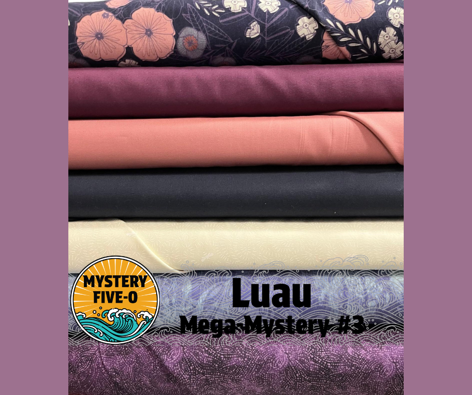 Luau Mega Quilt Kit, Purple Floral, Mystery Five-0