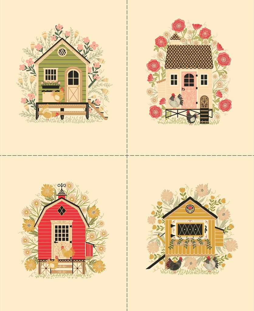 The Henhouse Panel, Gingiber, Moda Fabrics