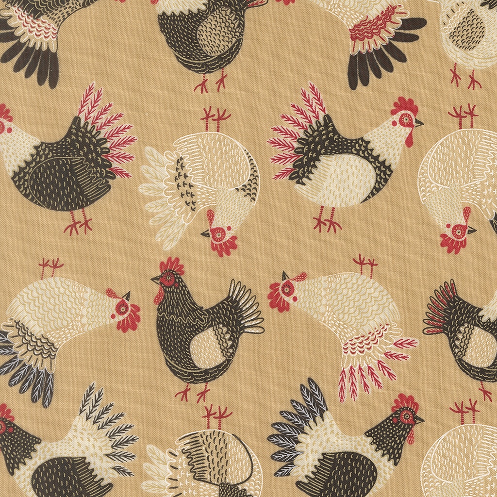 Tossed Chickens, The Henhouse, Gingiber, Moda Fabrics