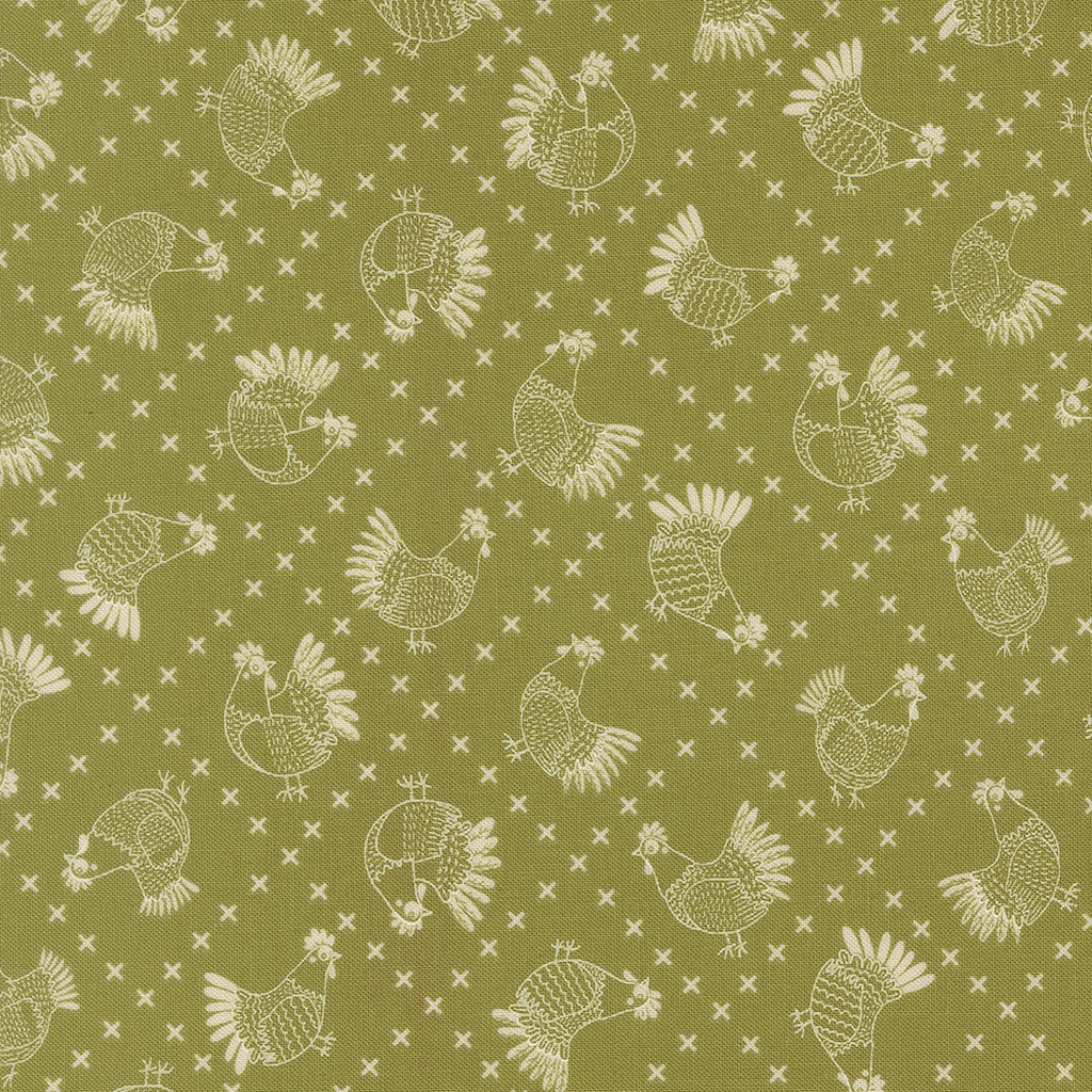 Cross Stitch Chickens, The Henhouse, Gingiber, Moda Fabrics
