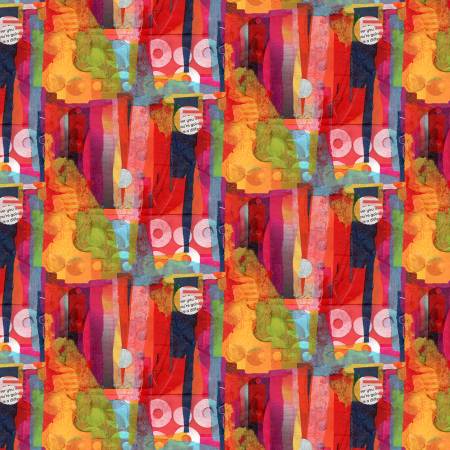 [4204-88] Red Abstract Shapes, Spread the Word, Kathryn Kramer Waters, Blank Quilting
