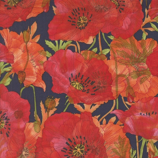 [48781 16] Poppy Large Floral Indigo, Superbloom, Robin Pickens, Moda Fabrics