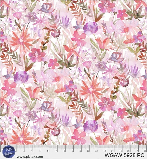 [WGAW 5928 PC] 108in Wideback Watercolor Floral, Whispering Gardens, P&B Textiles