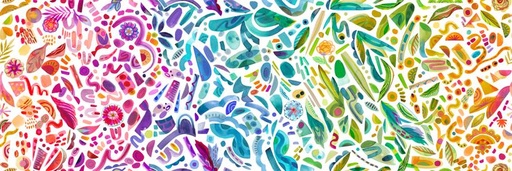 [21846 11-Rainbow] Radiant Ombre Ombre Watercolor Leaves & Flowers, Amarilys Henderson, Moda Fabrics