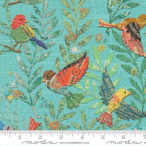 [39560 17] Birdy Novelty Birds Newspaper, 39560 17, Paper Hamlet, Cathe Holden, Moda Fabrics