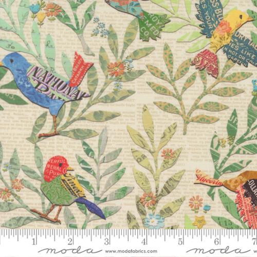[39560 11] Birdy Novelty Birds Newspaper, 39560 11, Cathe Holden, Paper Hamlet, Moda Fabrics