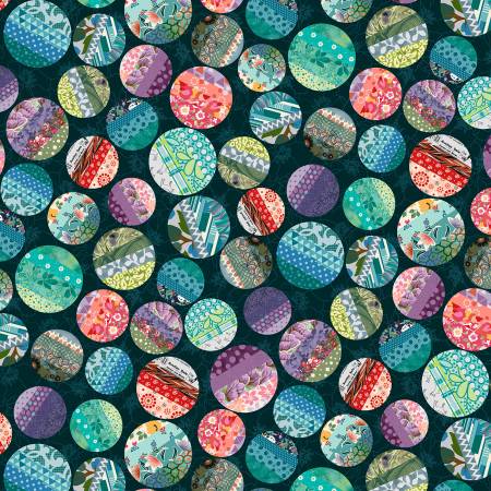 [8420-69] Dark Teal Big Dots, Neighborhood Associaton, Timna Tarr, StudioE Fabrics