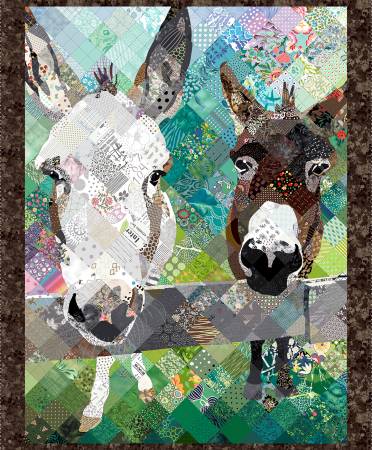 [8431-63 Panel] Patchwork Donkey Faces, Multi 36 Inch Panel, Neighborhood Association, StudioE Fabrics