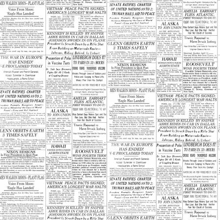 [3972-WHIT] Vintage Newspaper Print White, Headliner, Blank Quilting