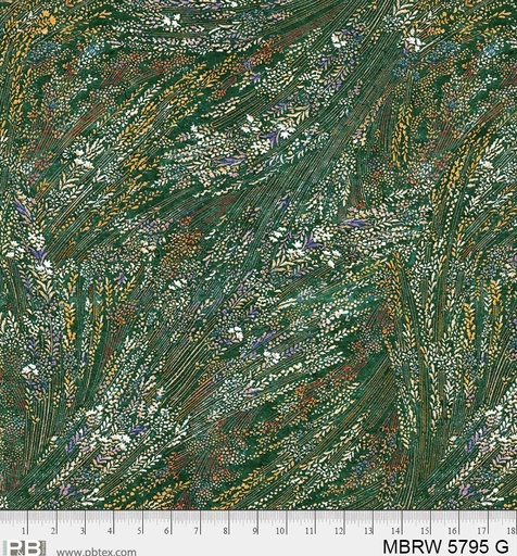 [MBRW 5795 G] 108in Floral Cotton Wideback, Meadow Breeze Green, P&B Textiles