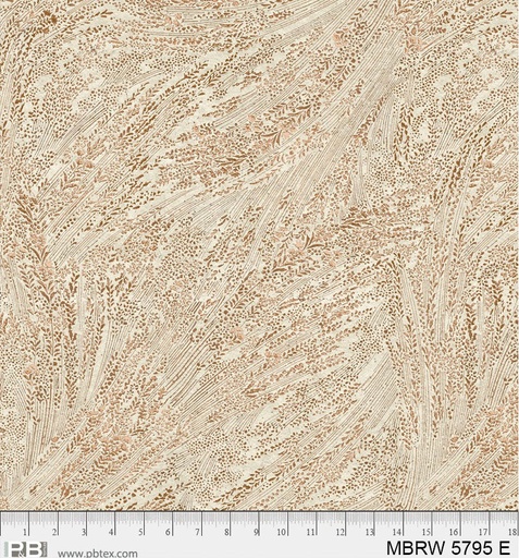 [MBRW 5795 E] 108in Floral Cotton Wideback, Meadow Breeze Tan, P&B Textiles