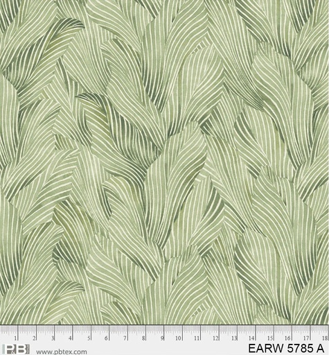 [EARW 5785 A] 108in Earth Tone, Tonal Leaves, Blue Cotton Wideback, P&B Textiles