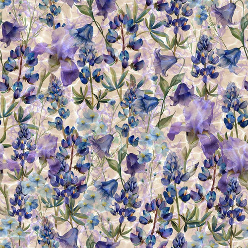 [4504-120] Lupines and Flowers, Stof Fabrics, Blank Quilting