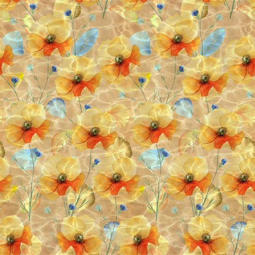 [4504-125] Poppies and Cornflowers, Water Lupine, Stof Fabrics, Blank Quilting