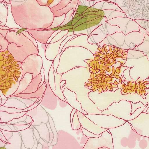 [48790 11] Peonies Large Floral Watercolor, Darling Peony Cream, Robin Pickens, Moda Fabrics
