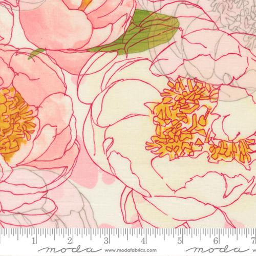 [48790 11] Peonies Large Floral Watercolor, Darling Peony Cream, Robin Pickens, Moda Fabrics